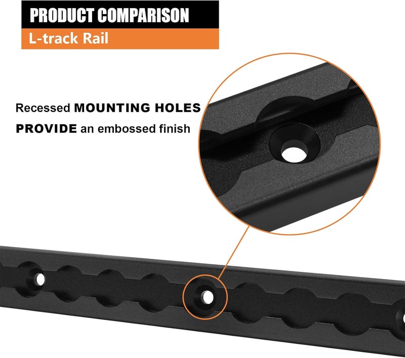 SALUINOKI 24" L-Track Rail Black 4 Pack, 2ft Aluminum Ltrack Rail for Truck and Trailer, Truck Bed Rail for Motorcycles, ATVs and Bikes - Image 5